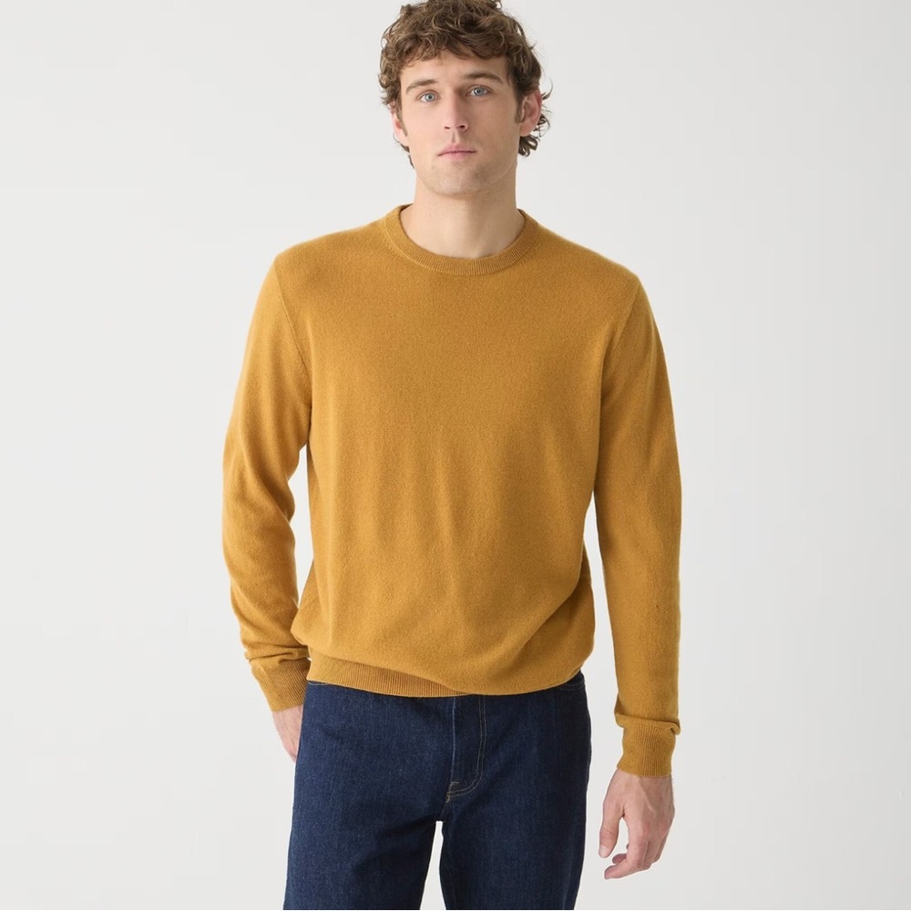 J. CREW Lamb's Wool Sweater Men's Long Sleeve Yellow Mustard Crew Large XL